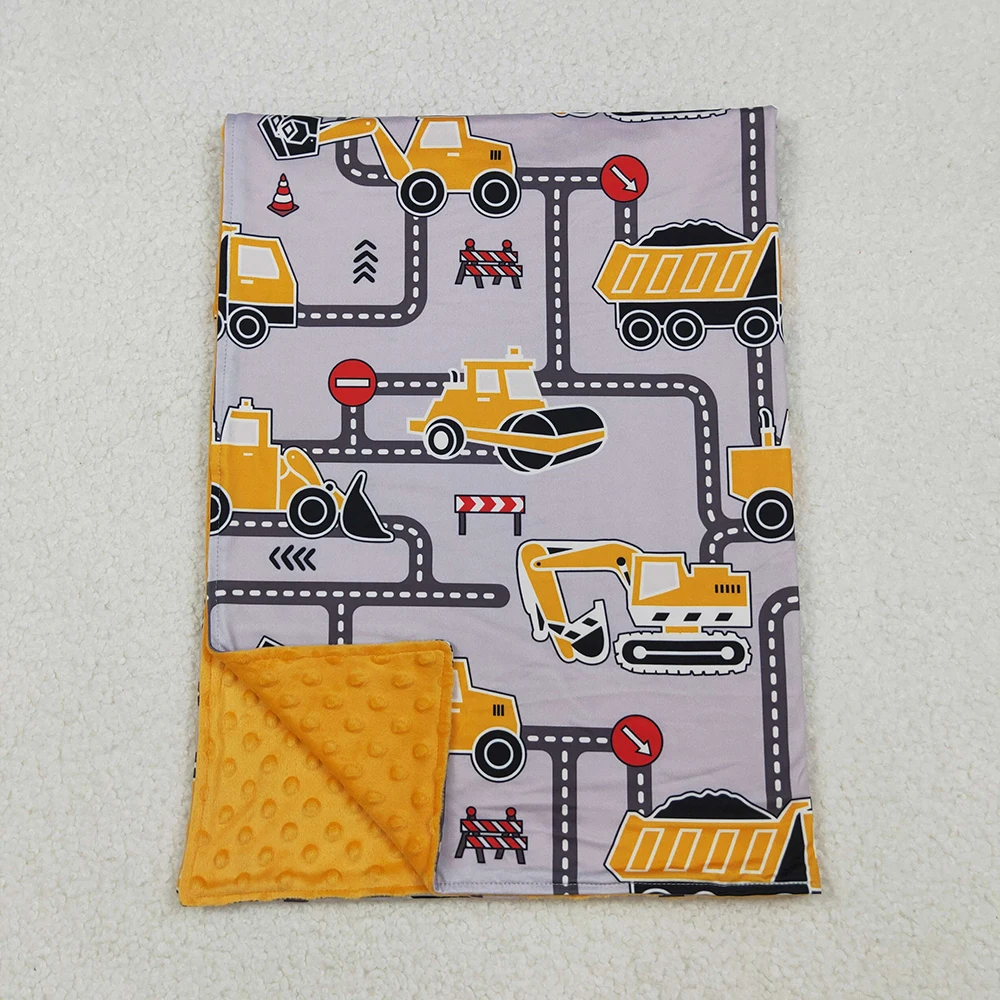 

Kids Boys Excavators Tractors Blanket Yellow Polka Dots Construction Theme Baby Soft Blankets Comforter for Children29*43 inches