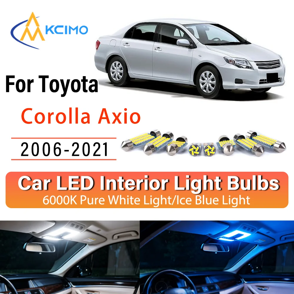 Kit de remplacement de lampes intérieures LED à éclat persistant pour Toyota Corolla Axio 2006-2021 : éclairage de dôme, de tableau de bord et de coffre, amélioration des lampes de cabine