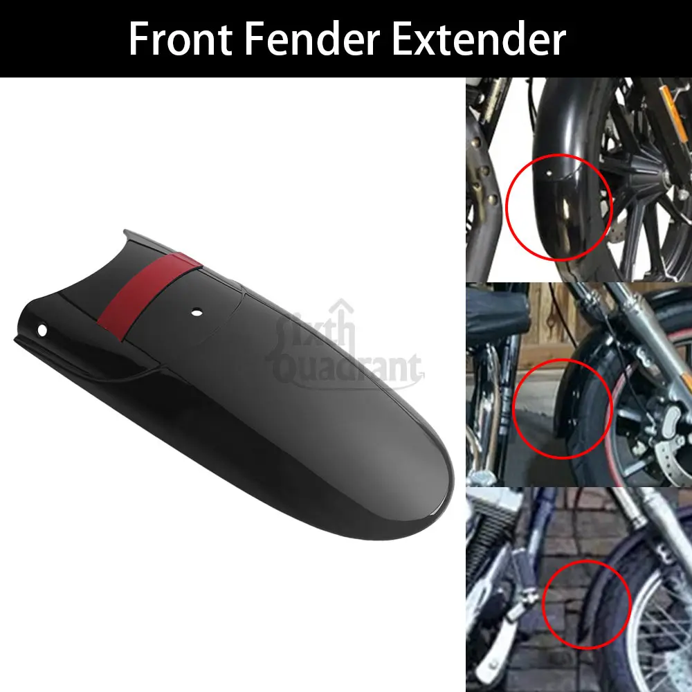 

Motorcycle Gloss Black Front Fender Extender ABS Plastic Fit For Dyna Super Glide T-Sport FXDXT