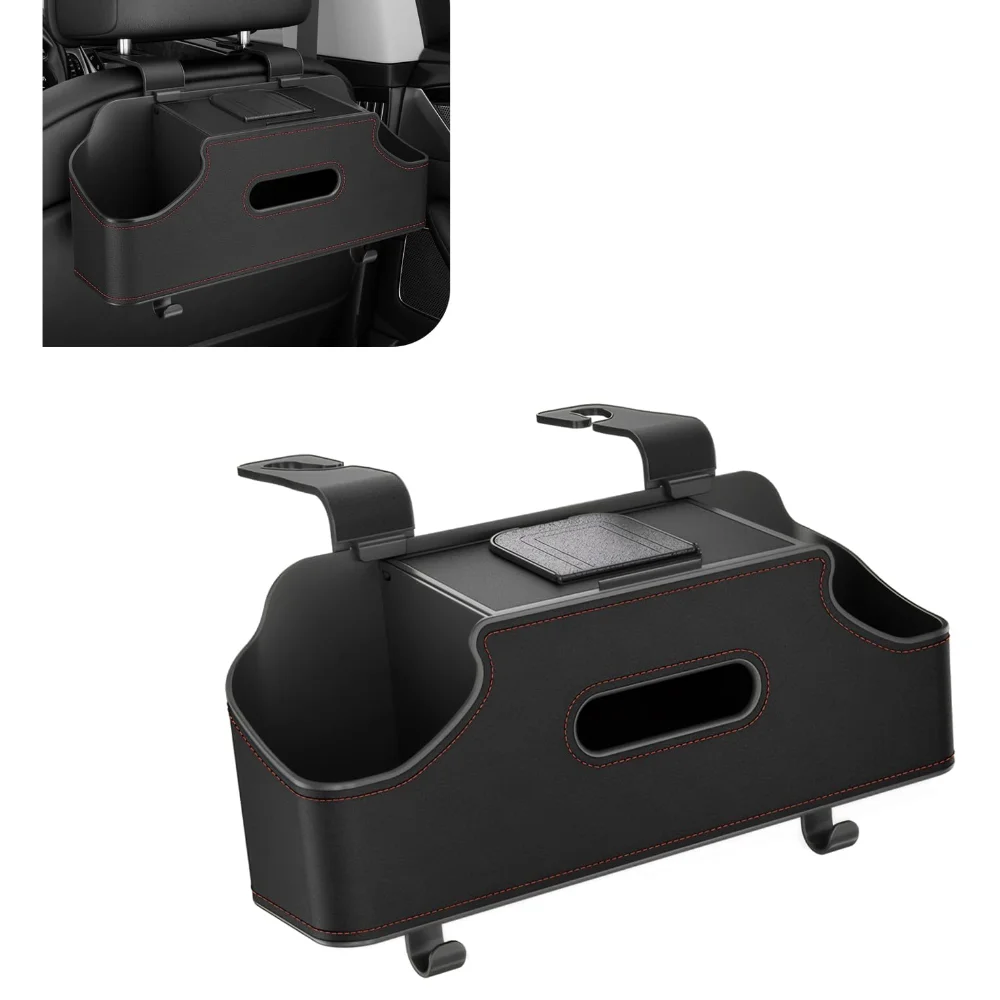 

1 PC Car Seat Back Organizer Car Back Seat Multi-Function Storage Box with 2 Drink Cup Holders 11.42" x 3.35" Leather Tissue