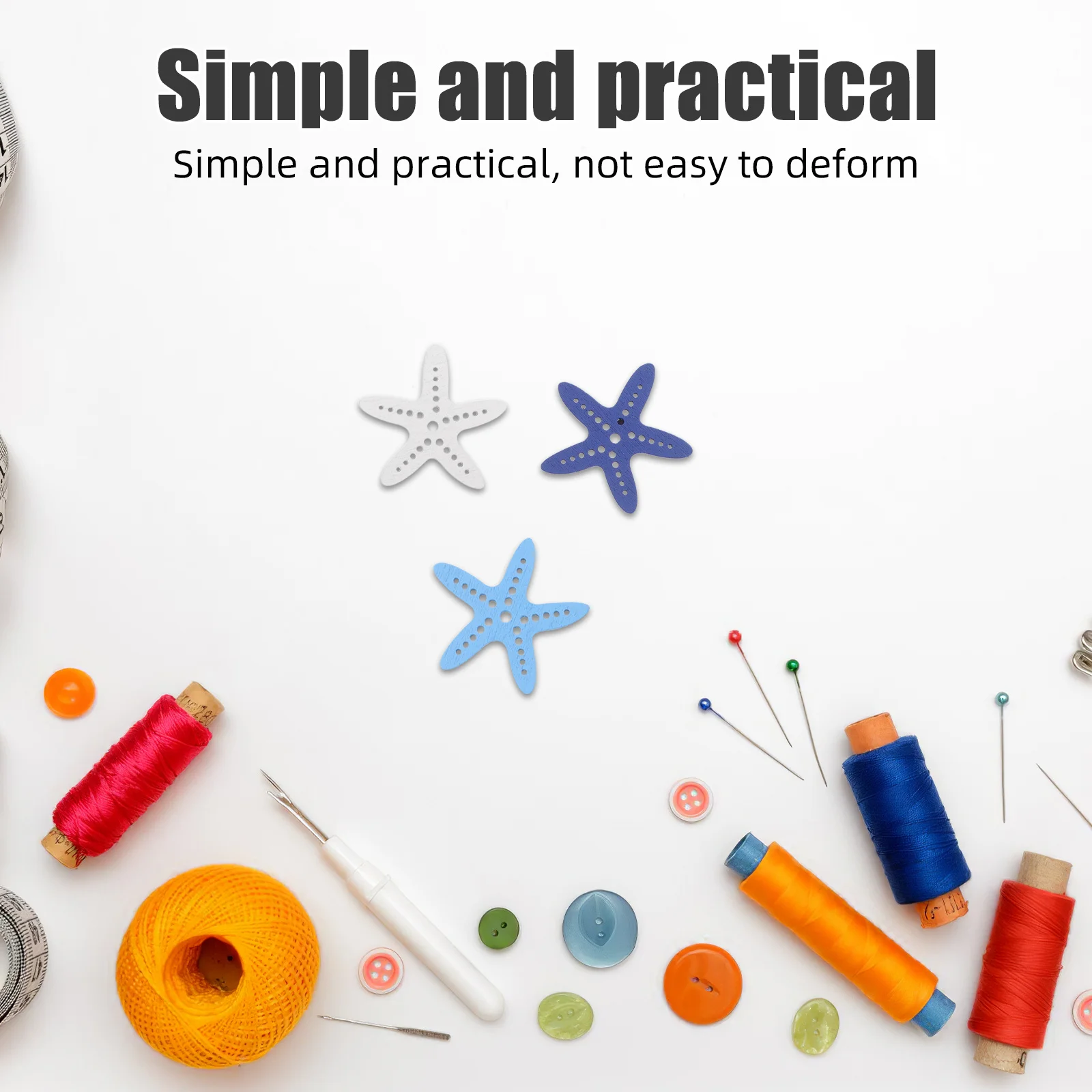 

300Pcs Handmade Mediterranean Nautical Sea Star Wooden Cutouts DIY Coastal Beach Ornaments Summer Decorations for Home Crafts