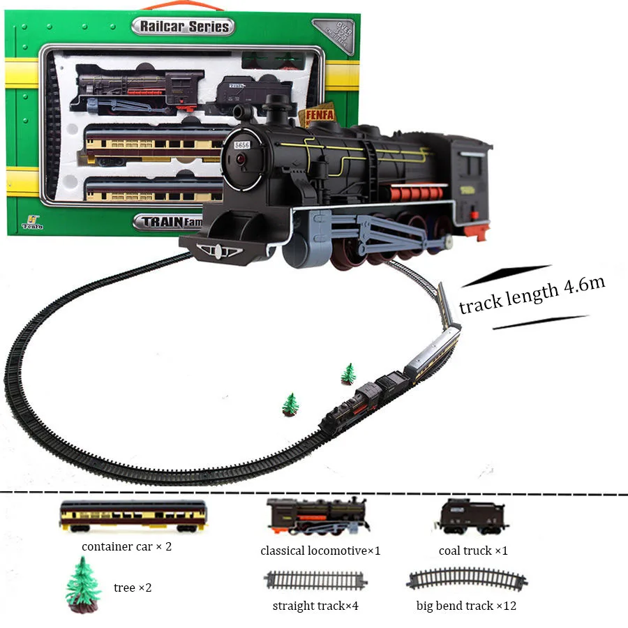 Electric Classical Mornden Train Toy Set for Children, Whistle Car,Railway Tracks, Locomotive Engine Model, Educational Boy Game