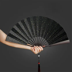 Alloy Fan Chinese Style Silk Cloth Folding Fan Magnesium Aluminum Alloy Special Steel Fan Self-Defense 9-Inch Craft Fan Gift Fan