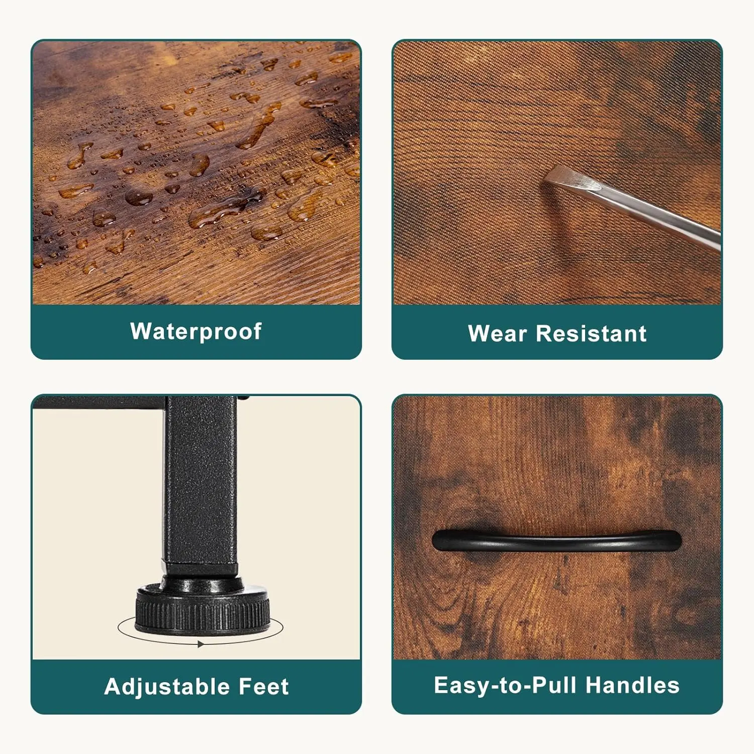 Lemari Pakaian 9 Laci, Lemari Penyimpanan Kain Tinggi dengan Bagian Atas Kayu & Rangka Logam untuk Mengatur Pakaian