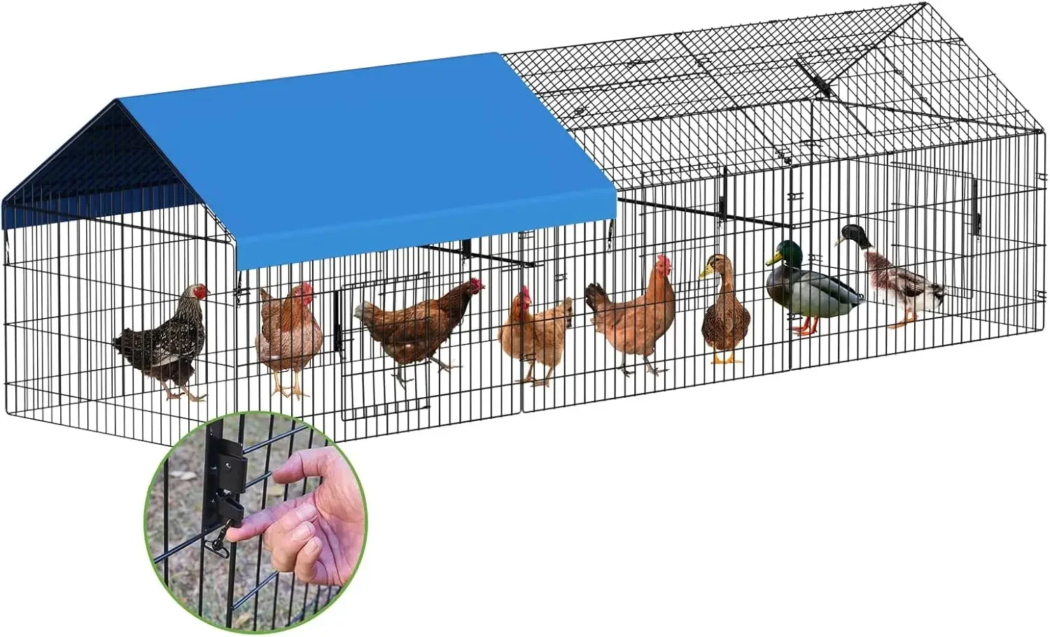

Metal Chicken Coop 130"×40"×39" Chicken Runs for Yard with Cover Playpen Enclosure Pen Kennel Duck Coop Cage for