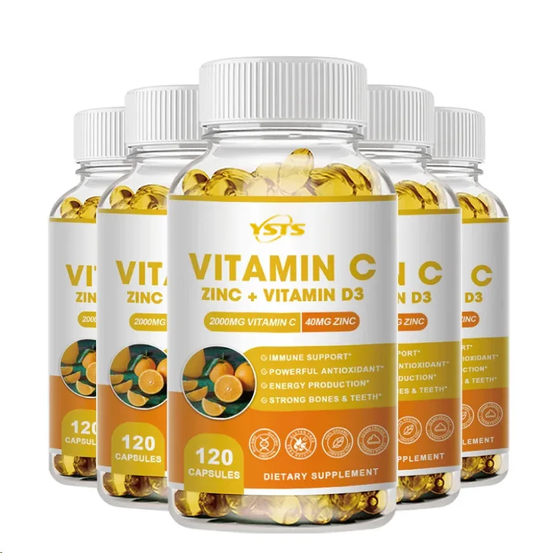 Vitamin C + Zinc - Vitamin C 2000 Mg  Zinc 40 Mg  High Absorption,immune System,skin Vitamins Antioxidant Supplement