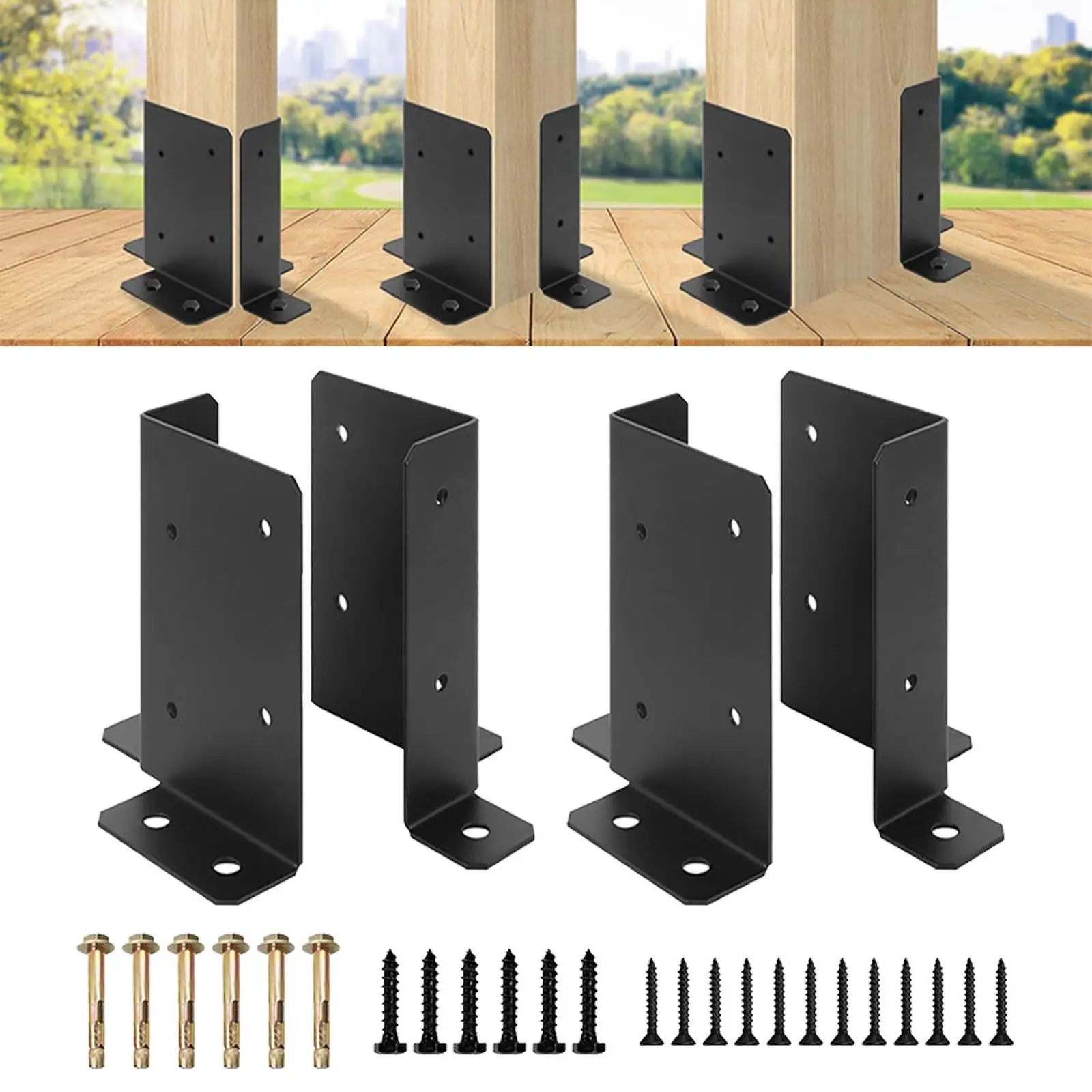 4x Adjustable Deck Post Anchor Brackets Hardware for Decking Mailbox Pergola