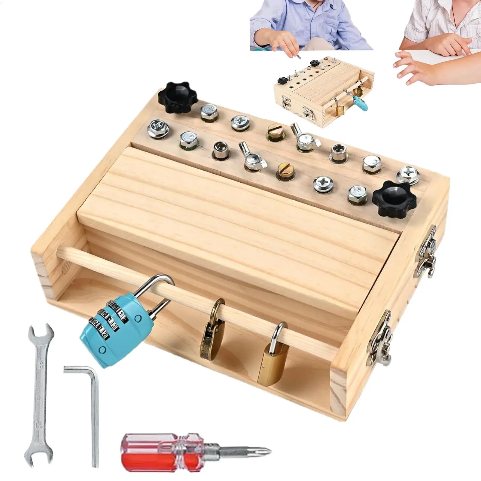 

Доска-отвертка Монтессори, игрушка, деревянный обучающий замок для ключей, сенсорная мелкая моторика, развивающая игрушка для детей, подарки