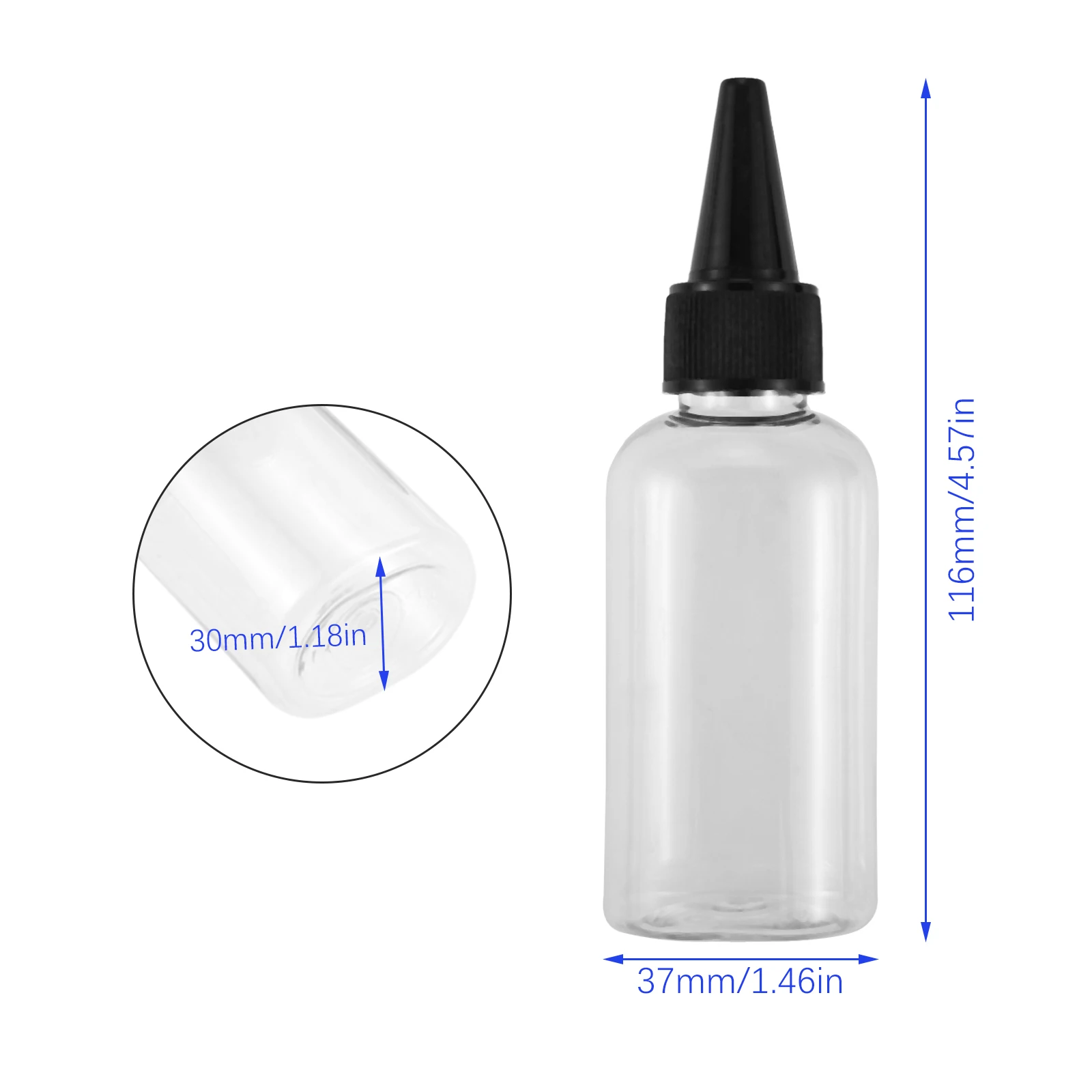 10pcs/set Transparent Dropper Bottles 50ml Plastic Jar with Funnel Leak proof fit Glue Pigment Dye Henna Nail-art Oil Watercolor