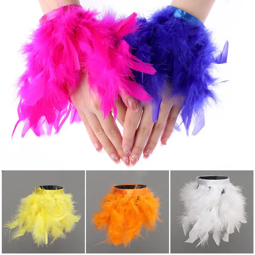 

Wrist Sleeve Dancing Supplies Anklet Decoration Clap On Satin Wristband Slap Bangle Feather Cuffs Turkey Feather Slap Bracelets