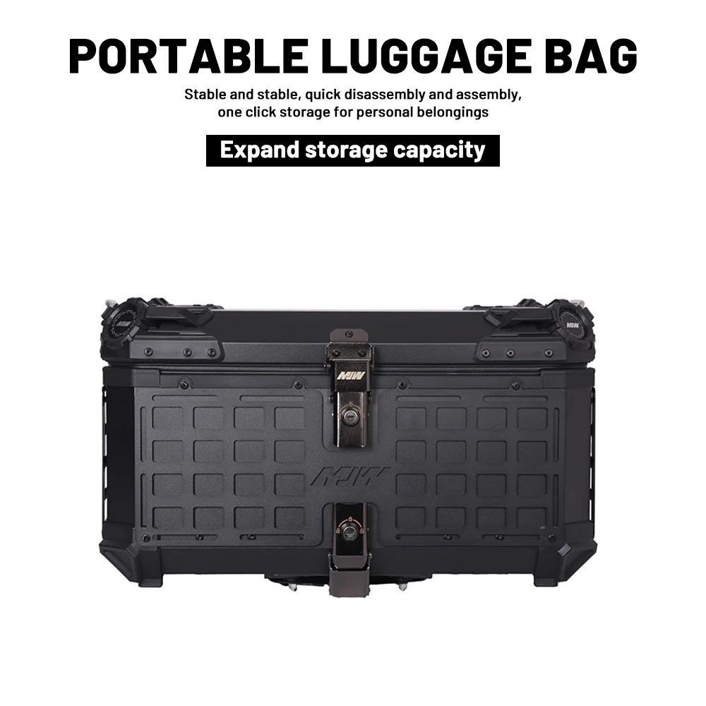Pegboard Design 65L Armored Aluminum Motorcycle Rear Cargo Case Quick Detach Universal E-Scooter Storage Trunk With Base Plate