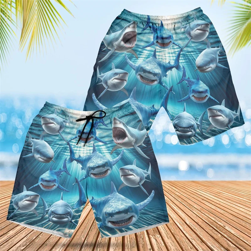 Tropical Shark Graphic Bermudas Harajuku Fashion Boardshorts Hawaii Board Shorts Ocean Life Trunks Sea Animal Male Beach Shorts