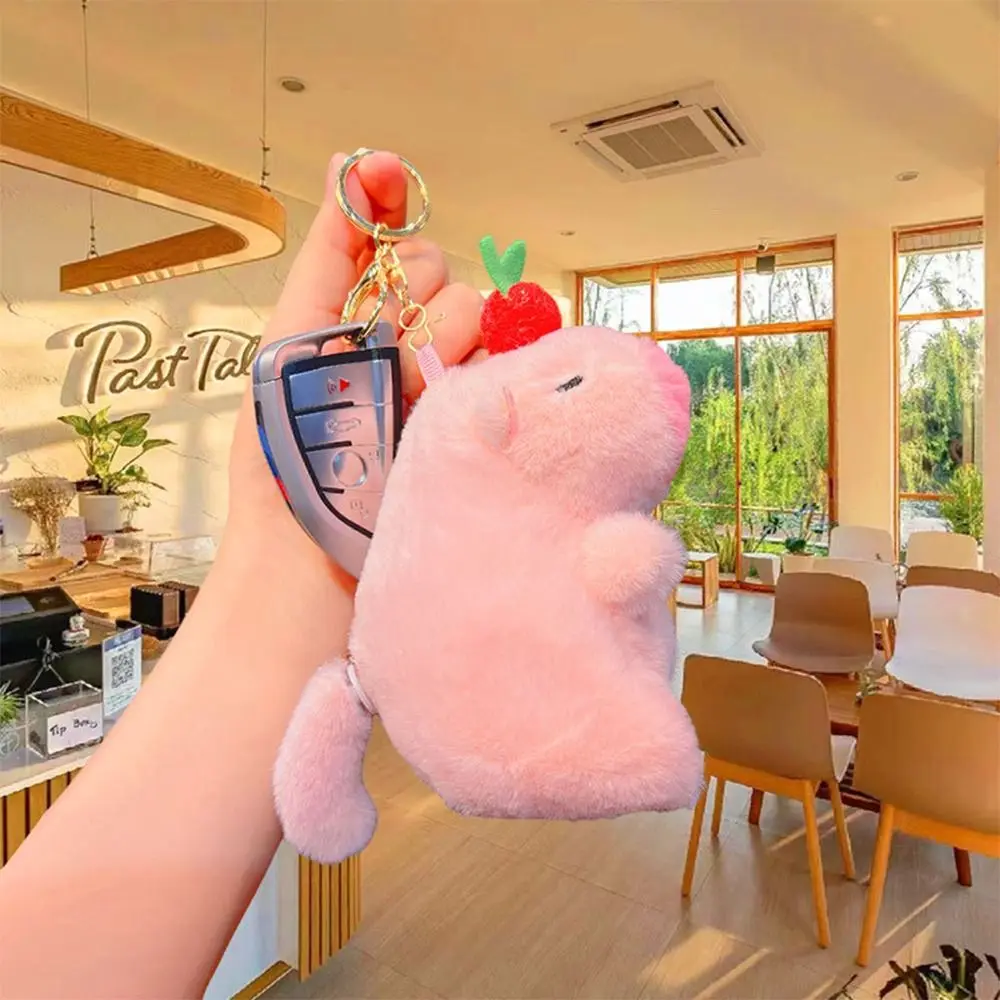 Kawaii kwispelende staart Capibara veelkleurige schattige sleutelhanger accessoires tas decoratie pluizig dier verjaardagscadeau