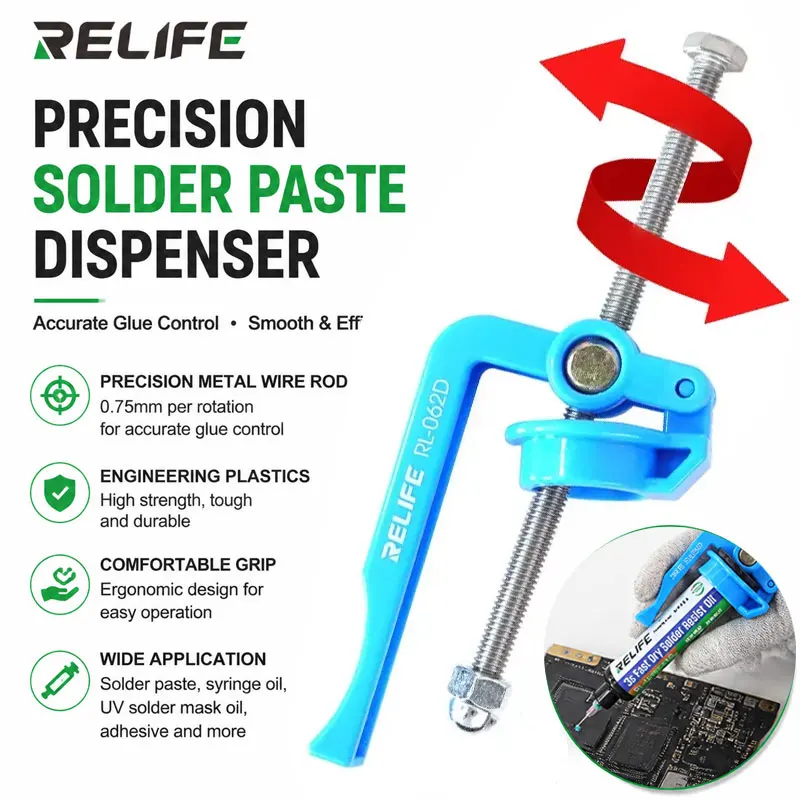 RELIFE RL-062D Manuelle Klebstoffpistole 5-10CC Spritzen-Dispenser Arbeitsersparnis-Drücker für Lötpaste UV-Tinte Handy-Reparaturwerkzeug