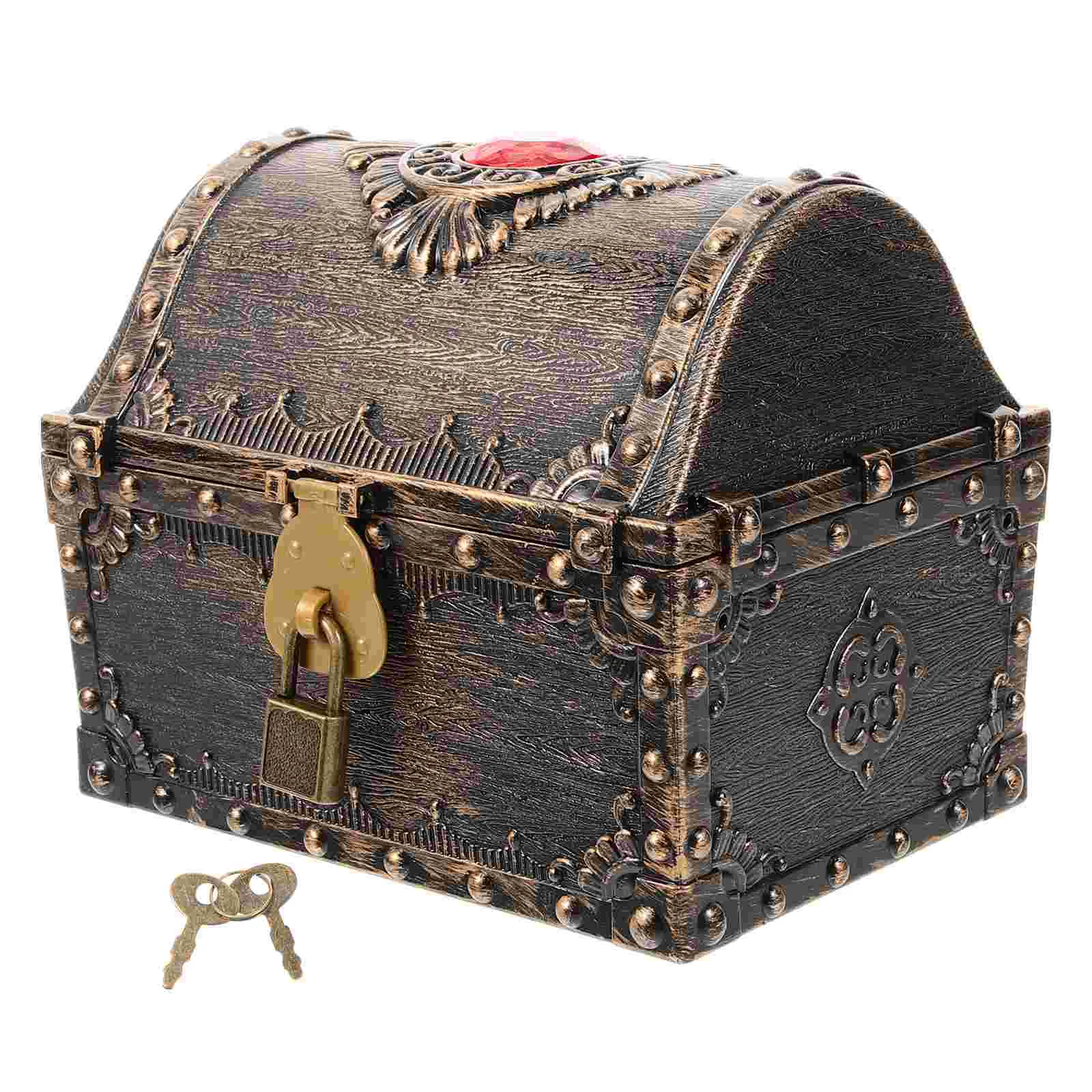 

Tots Toys Pirate Treasure Hunting Box Children's Retro Storage Creative Gemstone Props Mini Chest Jewelry Small Decor