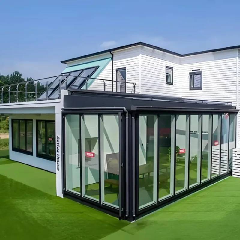 For Pergola Outdoor Aluminum Sunroom Glass House Conservatory Retractable Glass Room Double Glazed for Garden Use Work
