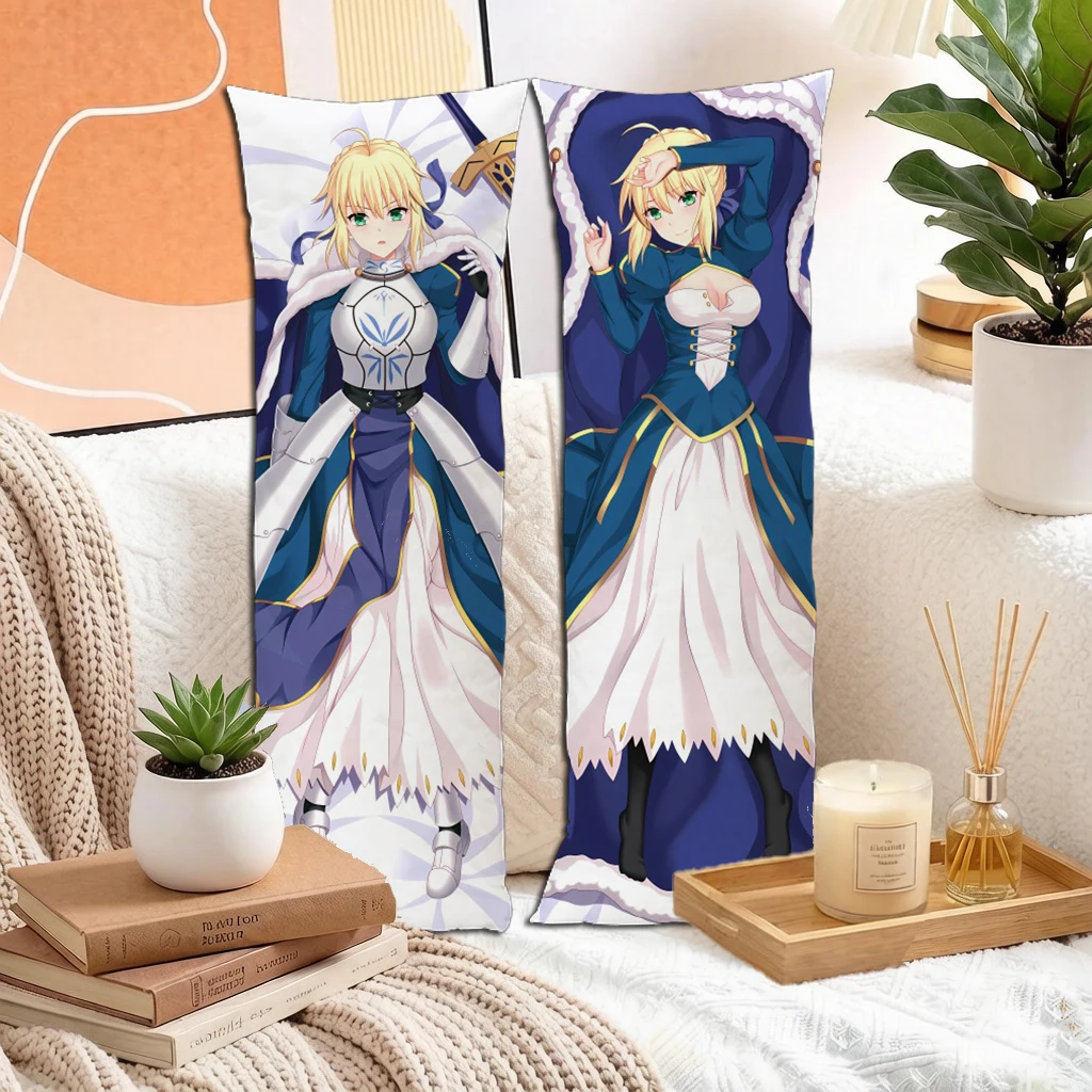Anime Blonde Hair Blue Eyes Knight Girl Dakimakura Pillowcase Double Sided Long Body Pillow Cover 160x50cm For Otaku