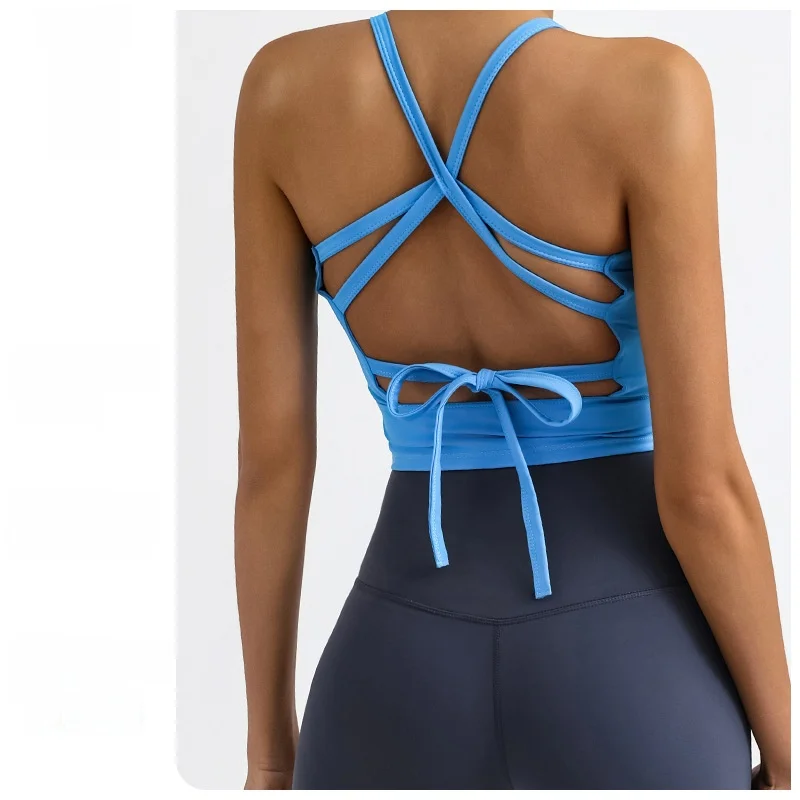 

Women's Yoga Vest New Style with Cross Back Design Chest Pad High Elasticity Quick Drying Sports Fitness Running Training Top