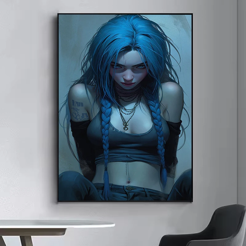 

Cartoon Anime Game Arcane L-LOL Jinx Main Art Poster Wall Decor Room Aesthetic Home and Decoration Decorative Paintings