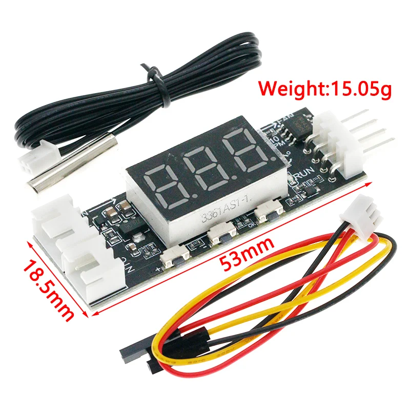 DC 12V 4 Wire PWM Fan Temperature Control Governor Temperature Speed Digital Display Support 3A Fan On/Off Control