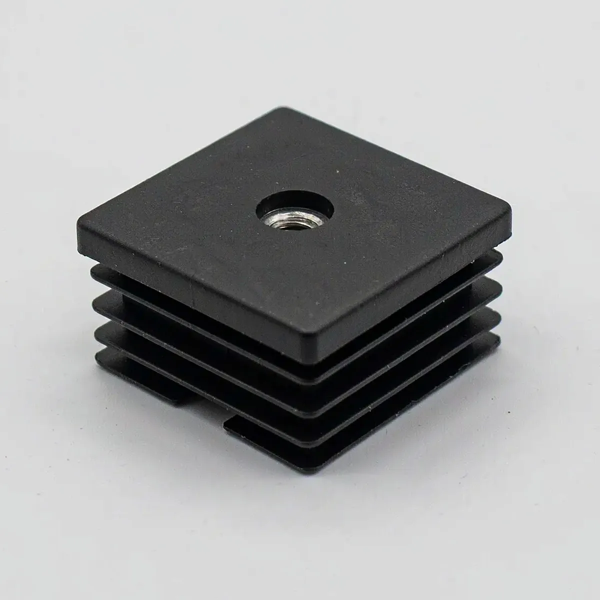4/10Pcs Black Square Round Plastic Pipe Tube End Caps Blanking Inserts 15 16 19 20 25 30 32 38 50mm M6 M8 M10 Metal Thread