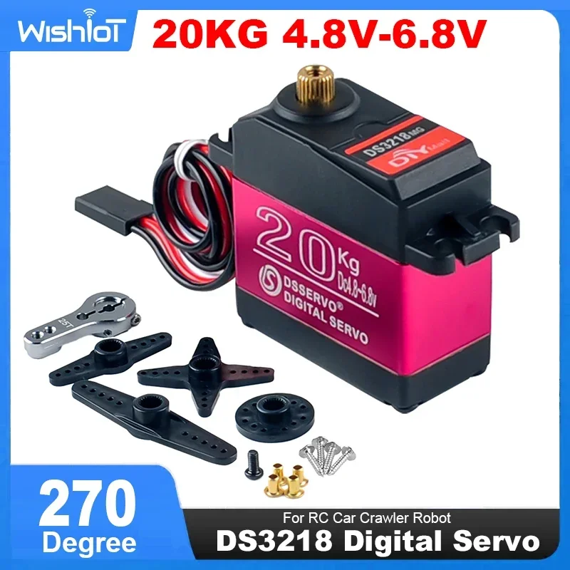 Servomotor Digital DS3218, engranaje de Metal de 20KG, resistente al agua IP66, alta velocidad de 270 grados con brazo 25T para coche RC Baja a escala 1/8 1/10