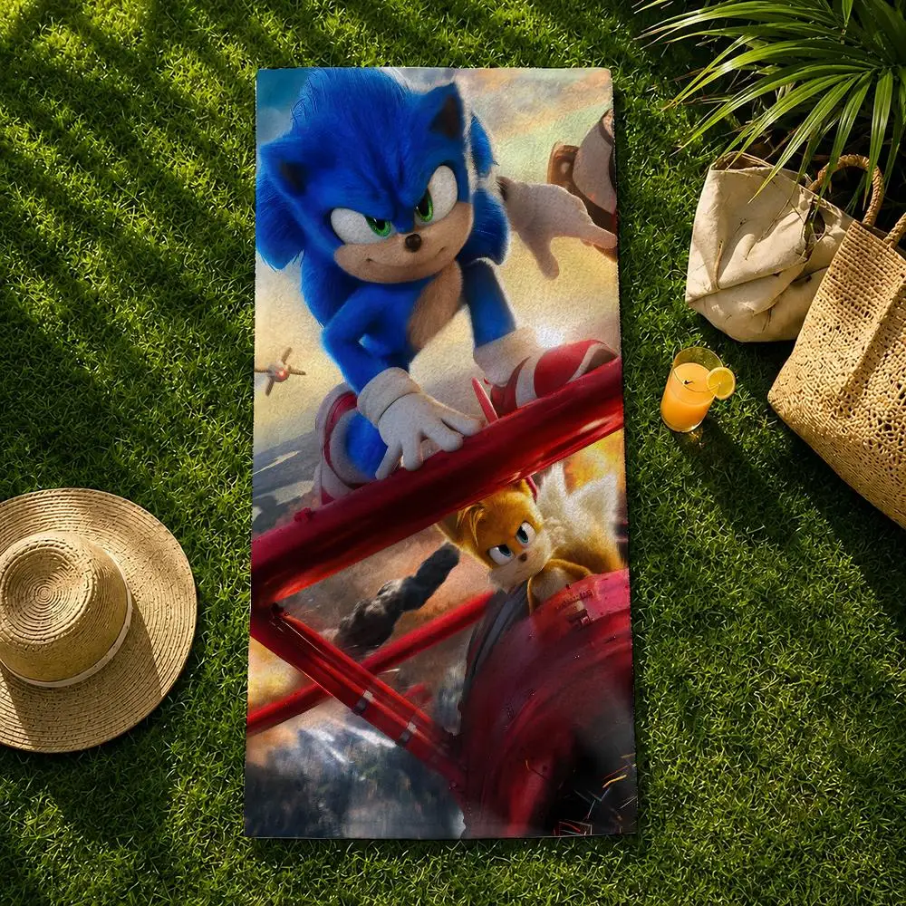 S-Sonic X-X Anime Towel Beach Towel Quick Dry Absorbent Bath Towel For Swimming Gym Camping Outdoor Sunbathing