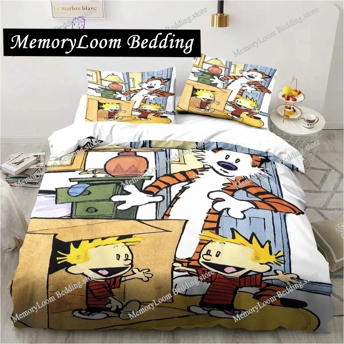 

Cartoon Calvin Hobbes 3D Print Bedding Set Single Twin Full Queen King Size Bed Set Adult Kid Bedroom Bedding Gift
