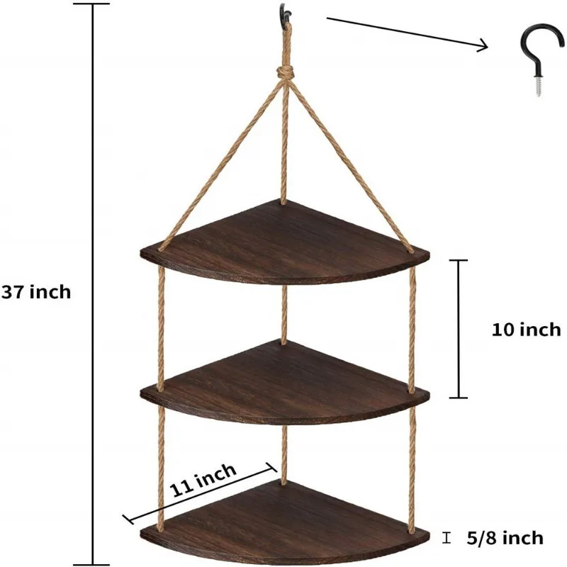 

Wooden Corner Shelf Wall Decor Pot Storage Display Stand Floating Shelf Wall Organizer Boho Room Home Decoration Nursery Gift