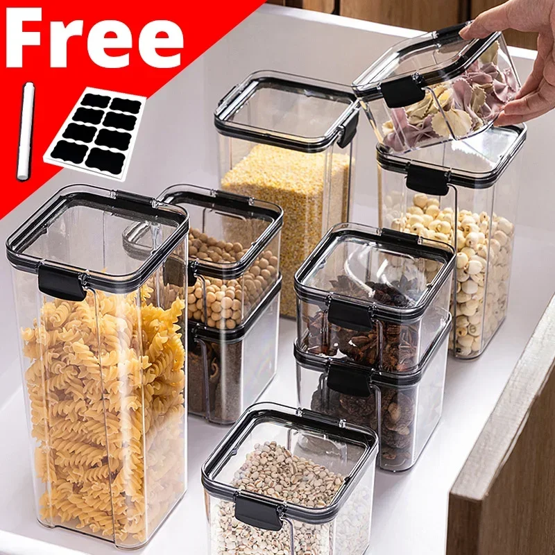 PET Food Storage Containers Kitchen Storage Organization Kitchen Storage Box Jars Ducts Storage for Kitchen Food Storage Box