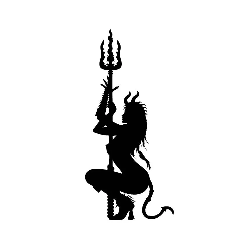 New Design Provocative Sense Devil Silhouette Decal Cool Scratch Decorative Waterproof Design Car Sticker Black/silver, 15cm