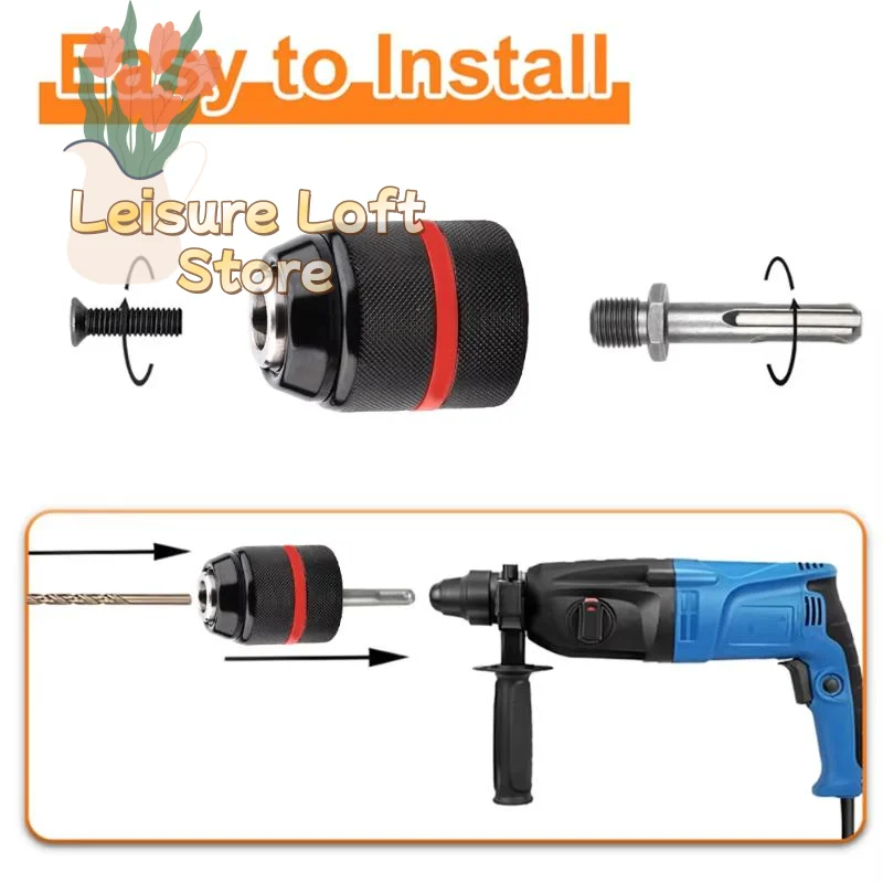 Ratchet Self-Locking Drill Chuck Kit 4Pcs 0.8-10mm 3/8-24UNF 3 Jaw Metal for Impact Drill Construction Work