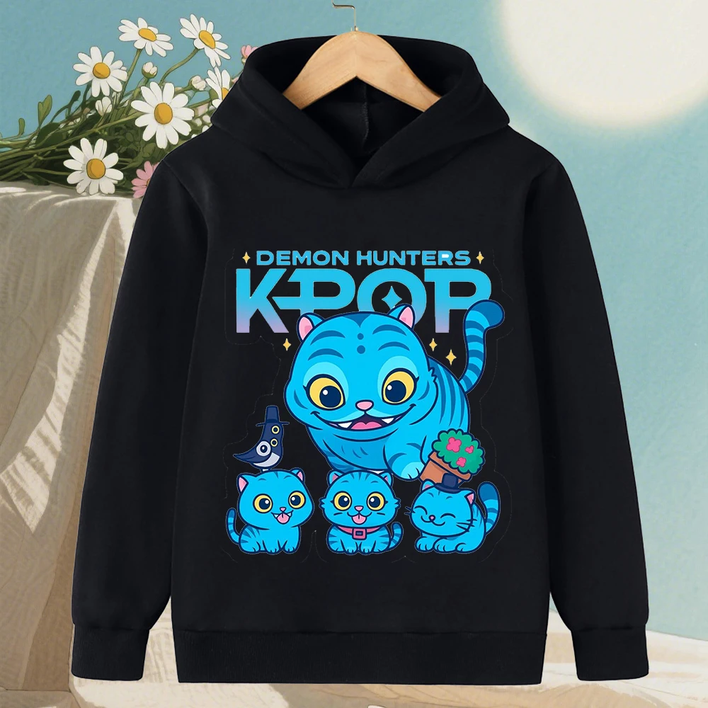 

Saja Boys Derpy KPop Demon Hunter толстовка с капюшоном для мальчиков с героями мультфильмов теплая детская волна модные повседневные топы повседневная черная одежда