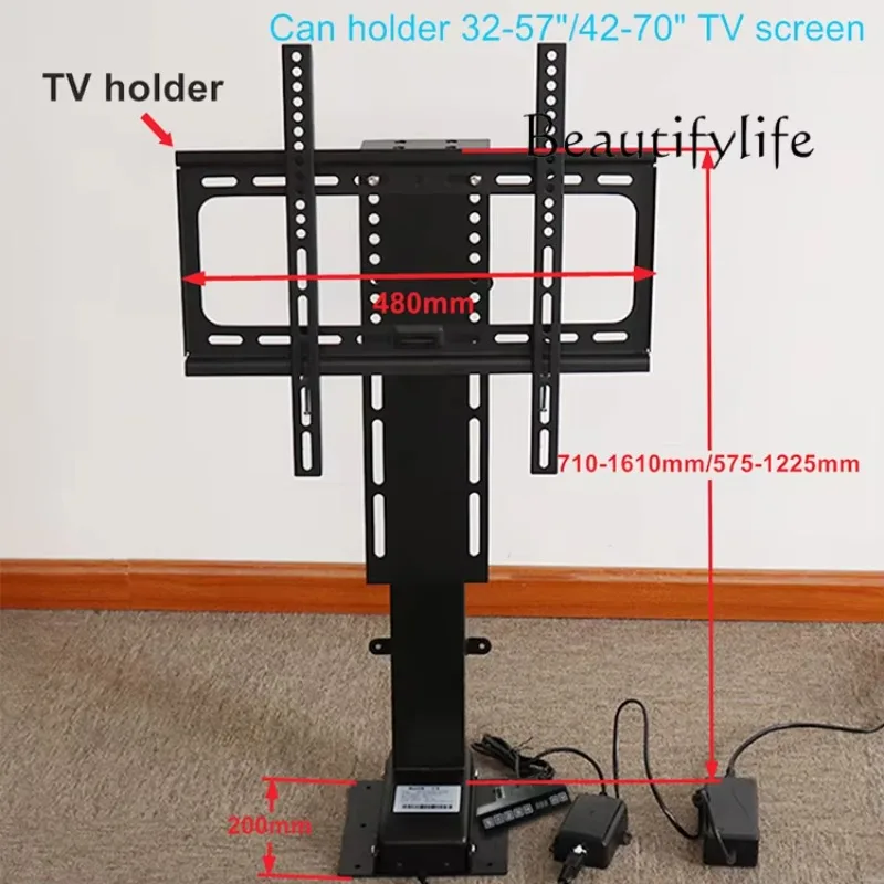 Y45 Monitor Stand Outdoor Motorized Steel TV Lift With Remote Control Height Adjustable Electric 32-70 Inch