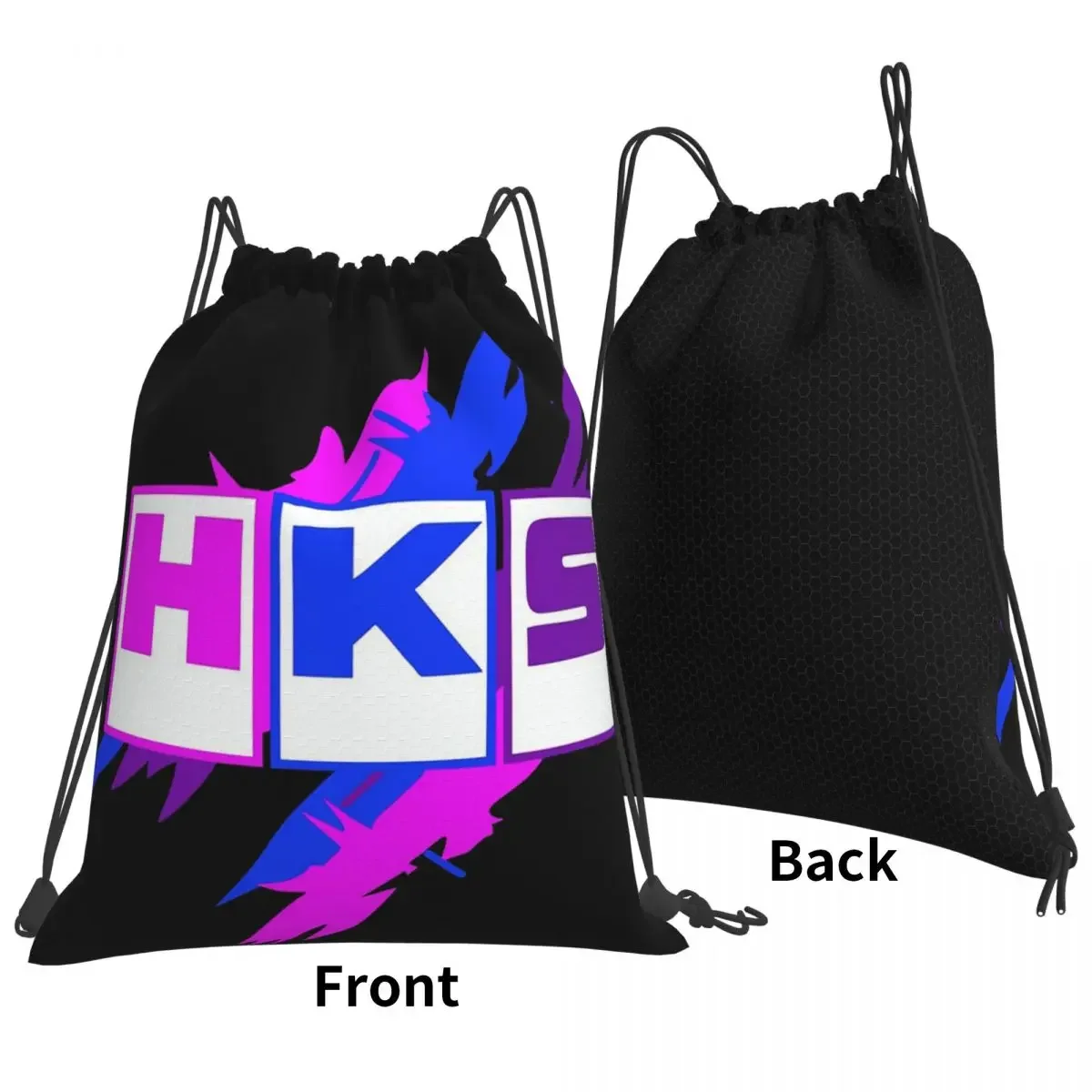 HKS-Car-Neon Retro Mochilas para Estudantes, Sacos de Cordão Portátil, Bundle Pocket Shoes Bag, Bookbag para Viagem, Moda