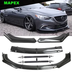 For Mazda 6 2014-2018 Front Bumper Lip Spoiler Splitter and Strut Rods Carbon