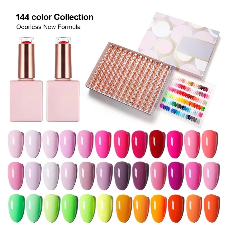 Manicure Exquisite Box and Color Card Gel Polish 144pcs Kit Women Nail Polish Global Fashion Gel Polish Nail Set