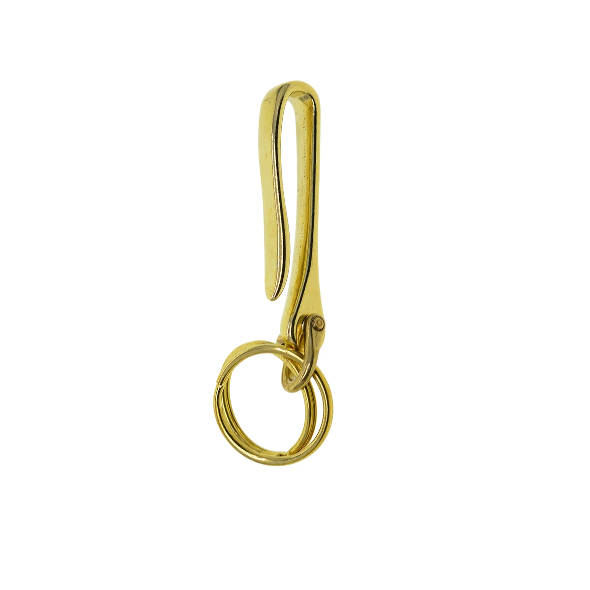 3 sizes Fine Solid raw brass Creative simple Japanese fishhook U hook D screw lock shackle Keychain 32mm split keyRing EDC Gift