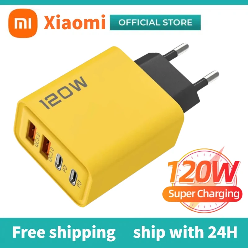 Xiaomi 120W GaN USB Fast Charger Quick Charge 5.0 EU/US Plug Phone Charge Adapter For IPhone 15 Samsung S22 USB Wall Charger