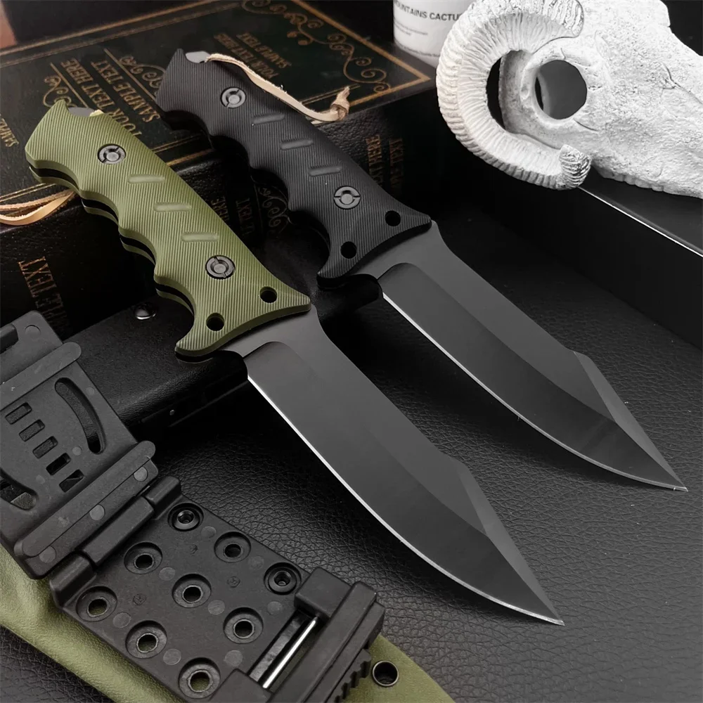 

Многоохотничий уличный нож с фиксированным лезвием 8Cr13Mov, стальной зеленый/черный G10, нескользящая ручка, охотничьи тактические военные прямые ножи