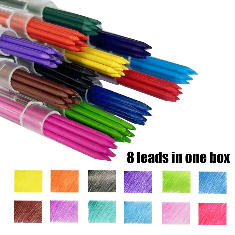 12 Colors 2.0mm HB Replaceable Lead for Automatic Pencils School Office Art Painting Writing Stationery Supplies Smooth Writing