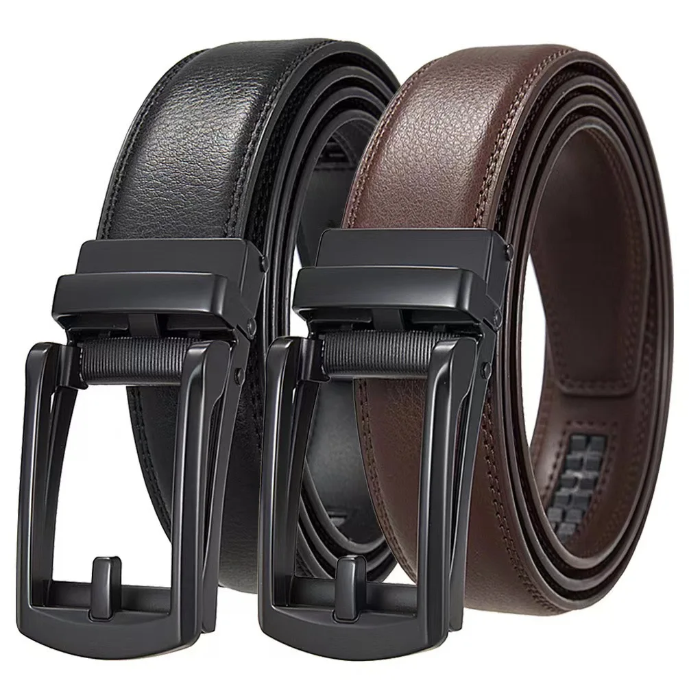 115CM 125CM New Hot Men Real Belt Two Layer Cowhide Pin Buckle Fashion High end Factory  Design Black Brown Clothing Accessories