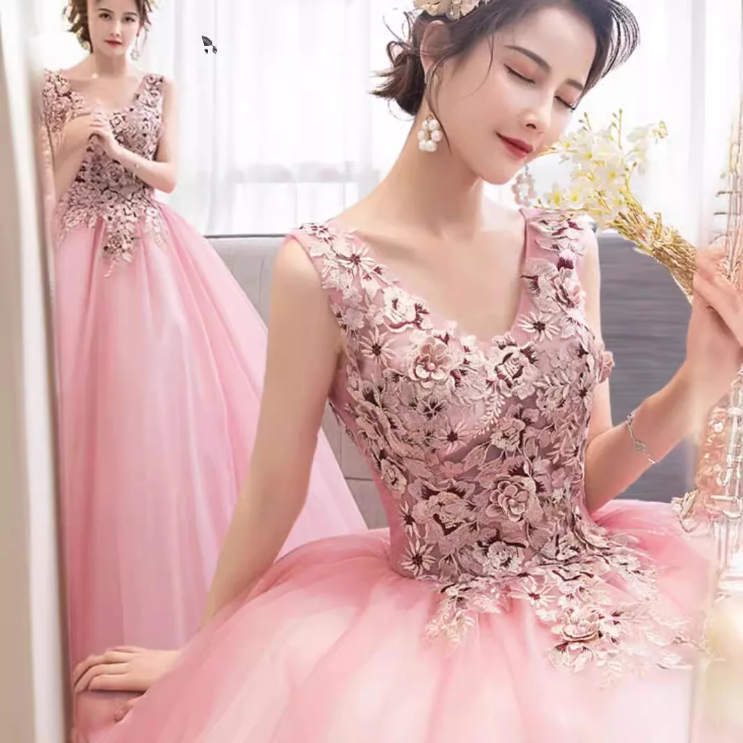 

GUXQD Ball Gown Quinceanera Dresses Appliques Tulle V Neck Evening Prom Birthday Party Gowns Formal robes de soirée