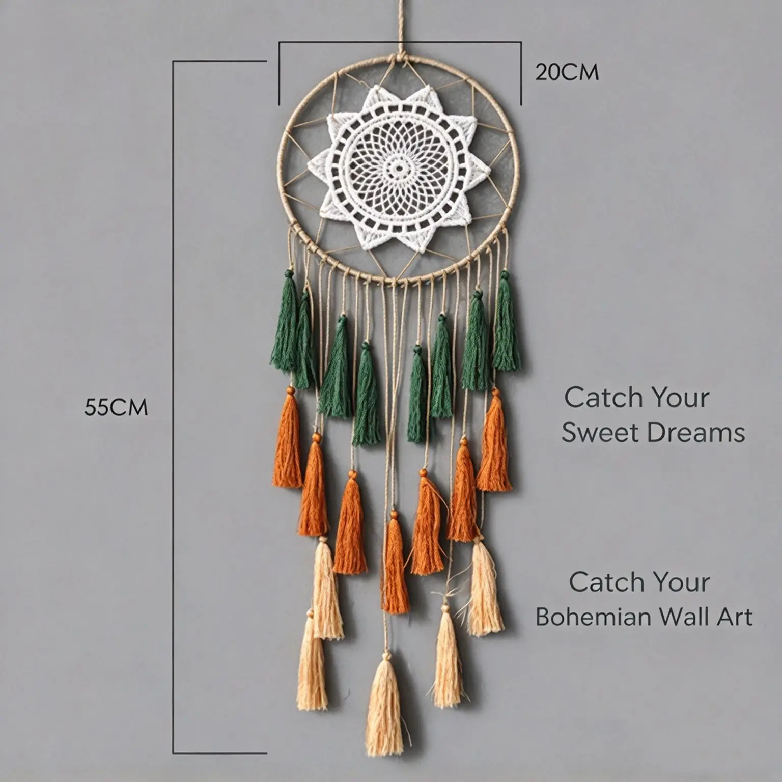 Handmade Woven Tapestry Dreamcatcher with Colorful Tassels Bohemian Wall Hanging Decor Bedroom Wall Art Home Decoration Gift