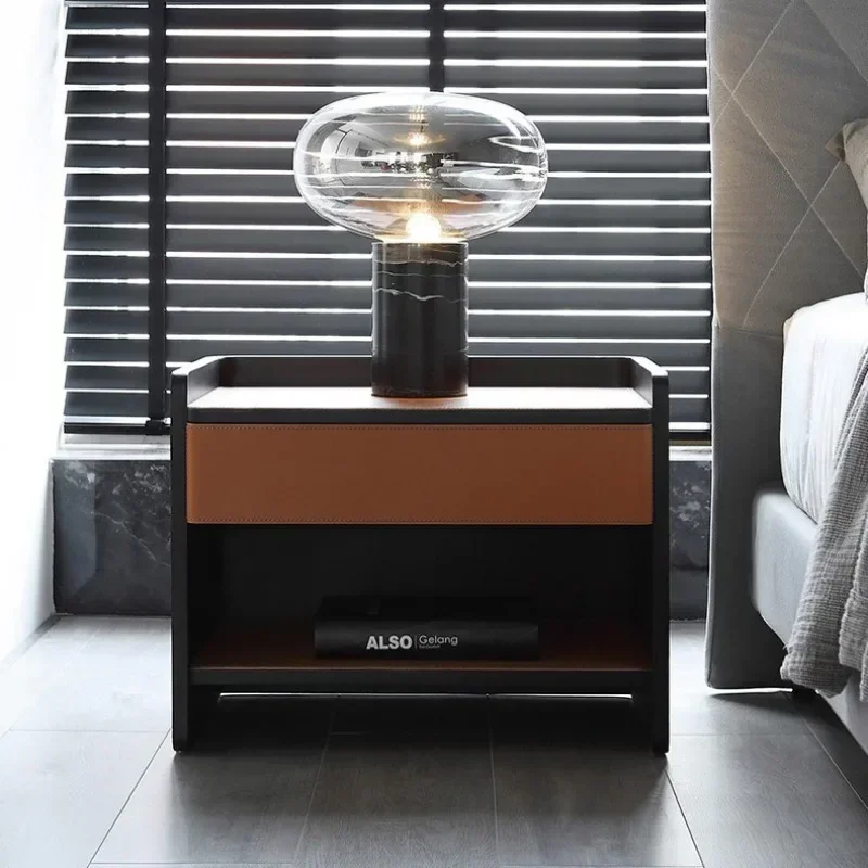 Minimalist Saddle Leather Bedside Table Bedroom Storage Side Table Simple Design Nightstand for Living Room