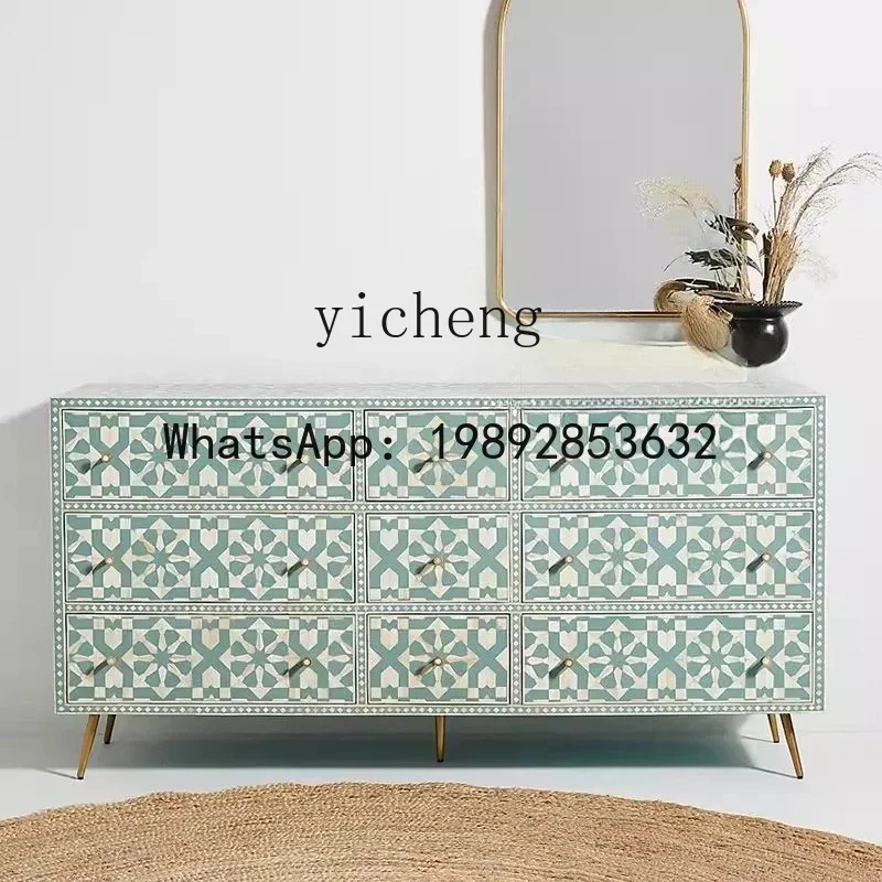 LSL French Retro Hand-painted Entryway American Simple Living Room Multi-drawer Storage Decoration