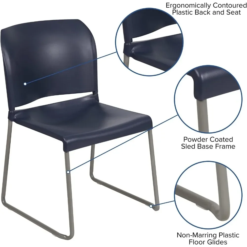 Hercules-série cadeiras giratórias para empilhamento, cadeiras lobby ergonómicas com encosto curvo, conjunto de 5, azul marinho