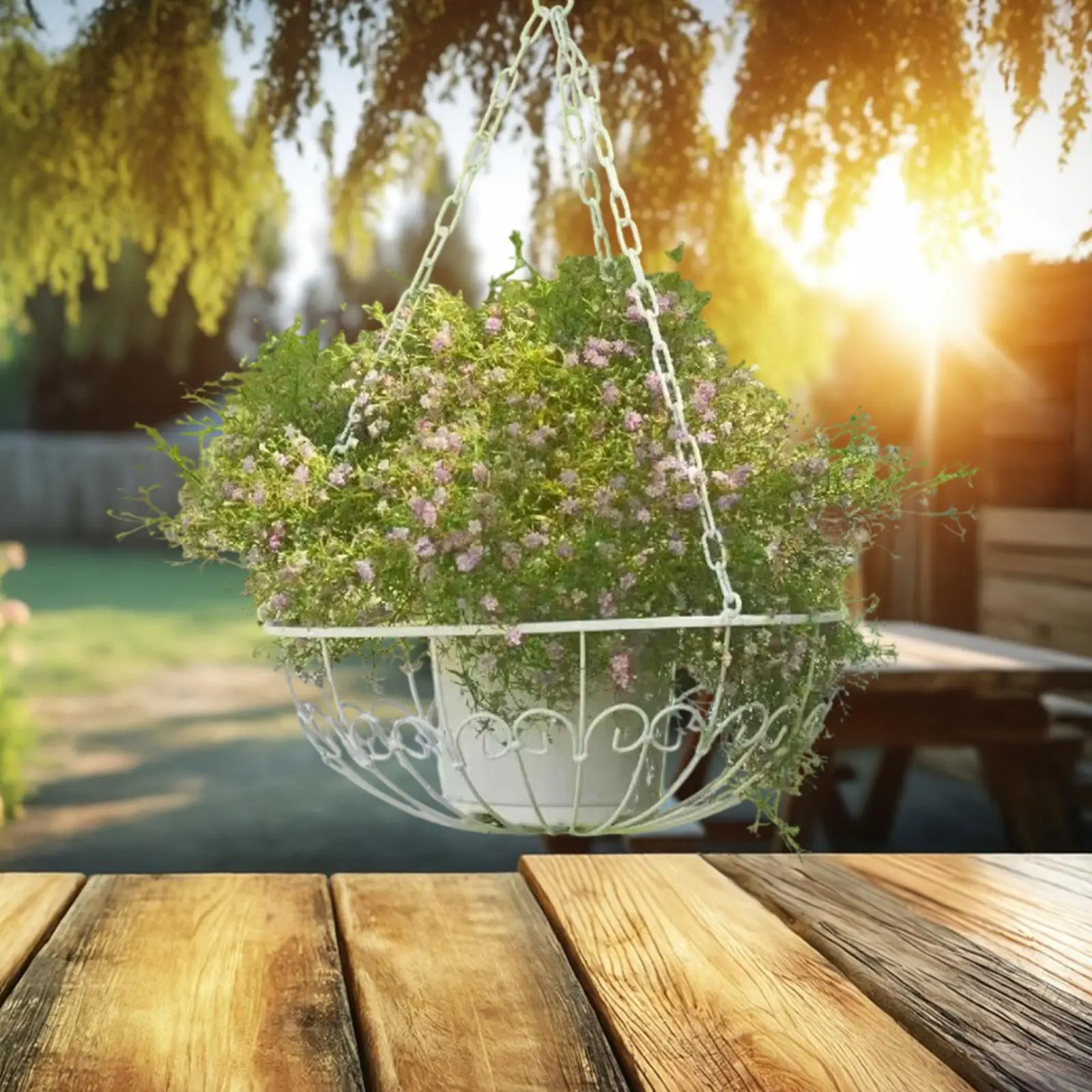 

Садовая подвесная корзина, корзина для цветов, декоративная железная художественная декоративная подставка для цветов, горшок, контейнер для крыльца, двора