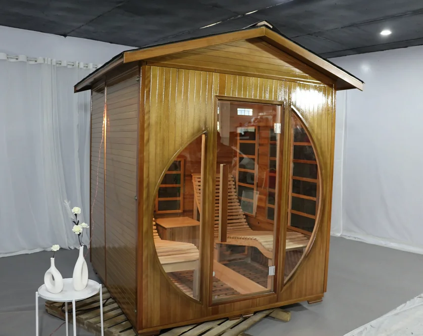 New Pure Canadian Red Cedar Wooden 2 Person Lay Down Infrared Sauna Outdoor