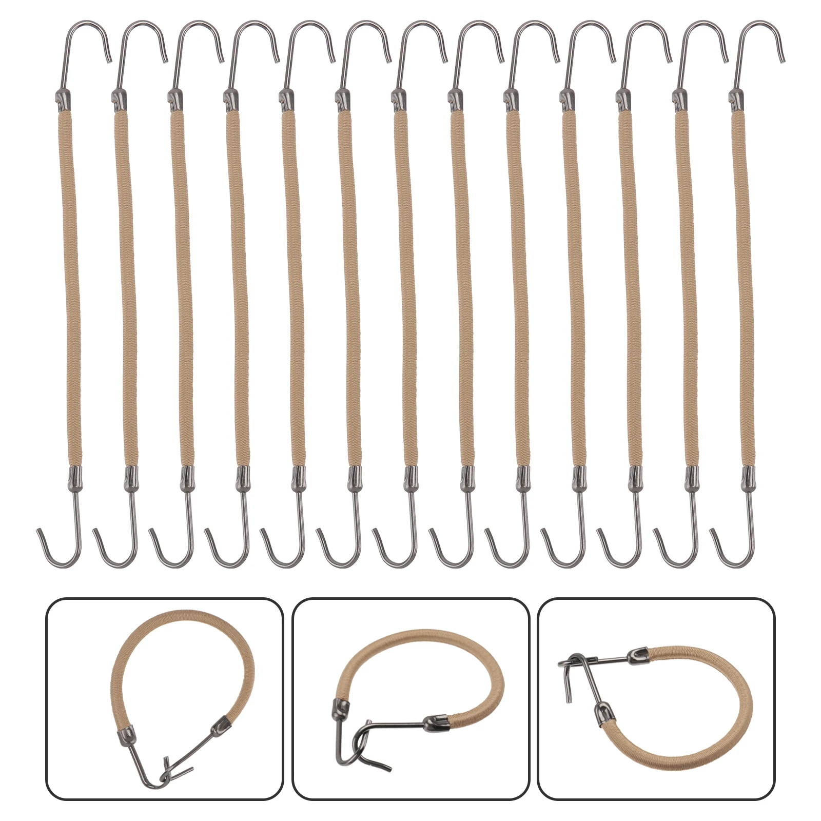 

20pcs Ponytail Hooks Hair Accessories for Girls Curly Smooth Natural Elastic Bands Bungee Holders Styling Tools